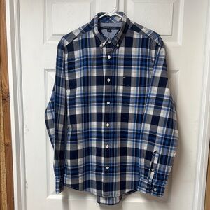 Tommy Hilfiger Men's Blue Plaid Shirt, large